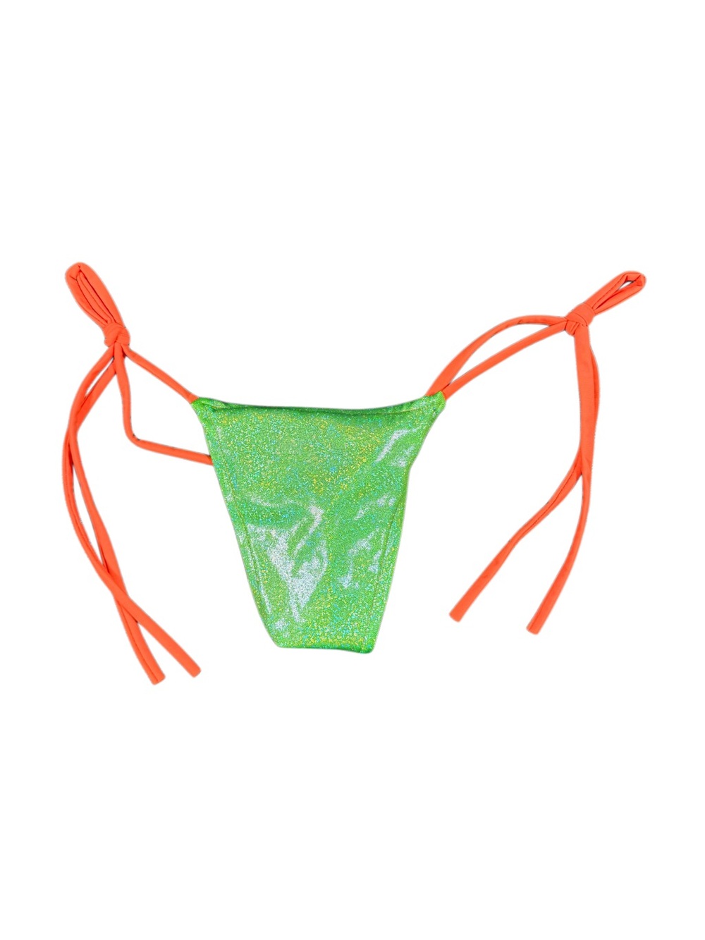 Glitter Green Bottom with Orange Ties Thong